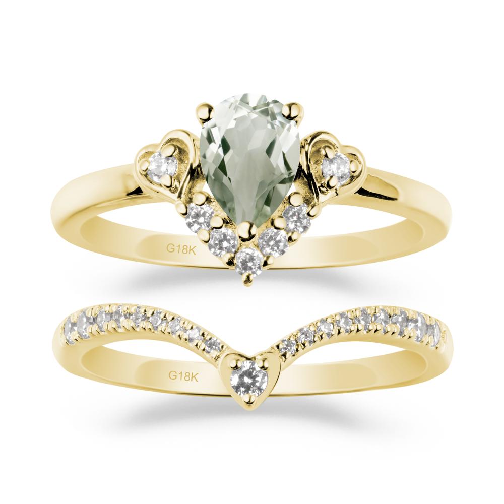 Pear-Cut Green Amethyst Heart Bridal Set - LUO Jewelry #metal_xxxxx