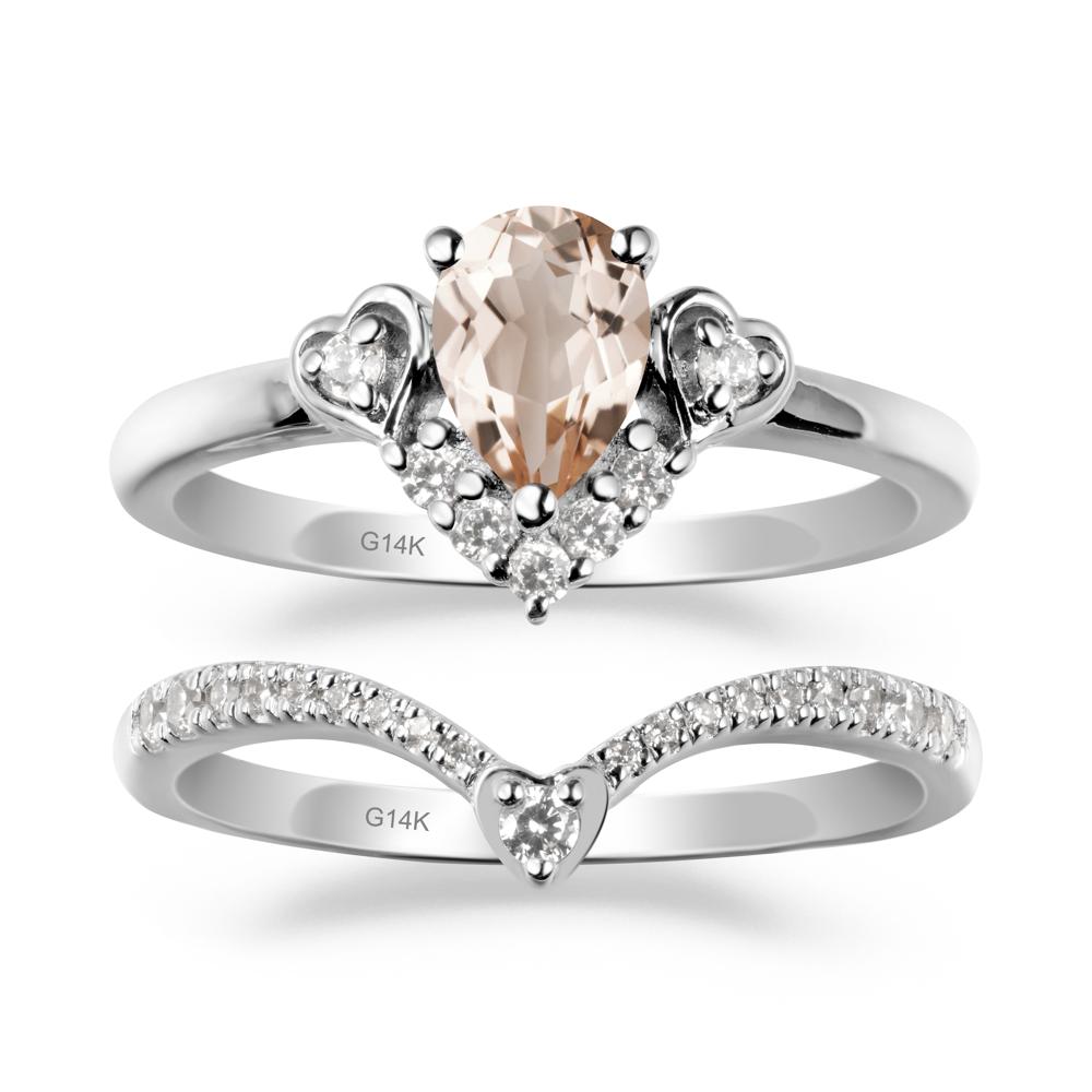 Tiara-Inspired Pear Shaped Morganite Ring Set - LUO Jewelry #metal_xxxxx