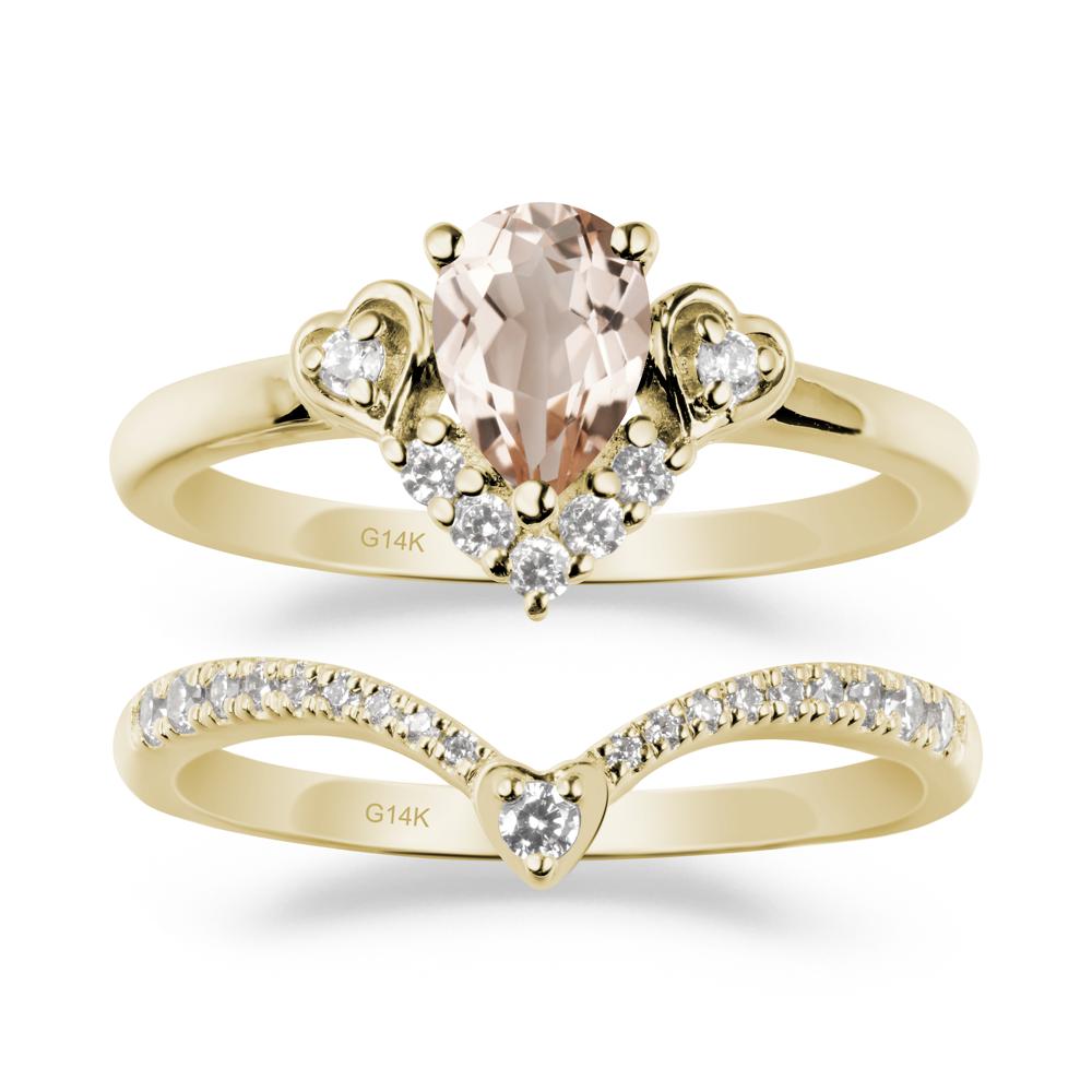 Tiara-Inspired Pear Shaped Morganite Ring Set - LUO Jewelry #metal_xxxxx
