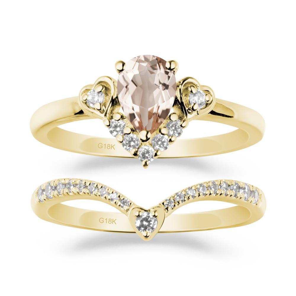 Tiara-Inspired Pear Shaped Morganite Ring Set - LUO Jewelry #metal_xxxxx
