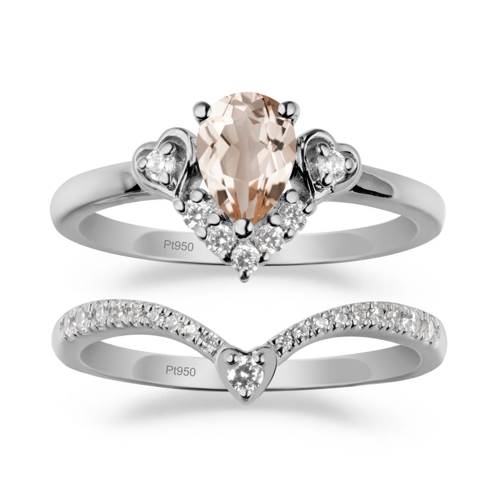 Tiara-Inspired Pear Shaped Morganite Ring Set - LUO Jewelry #metal_xxxxx