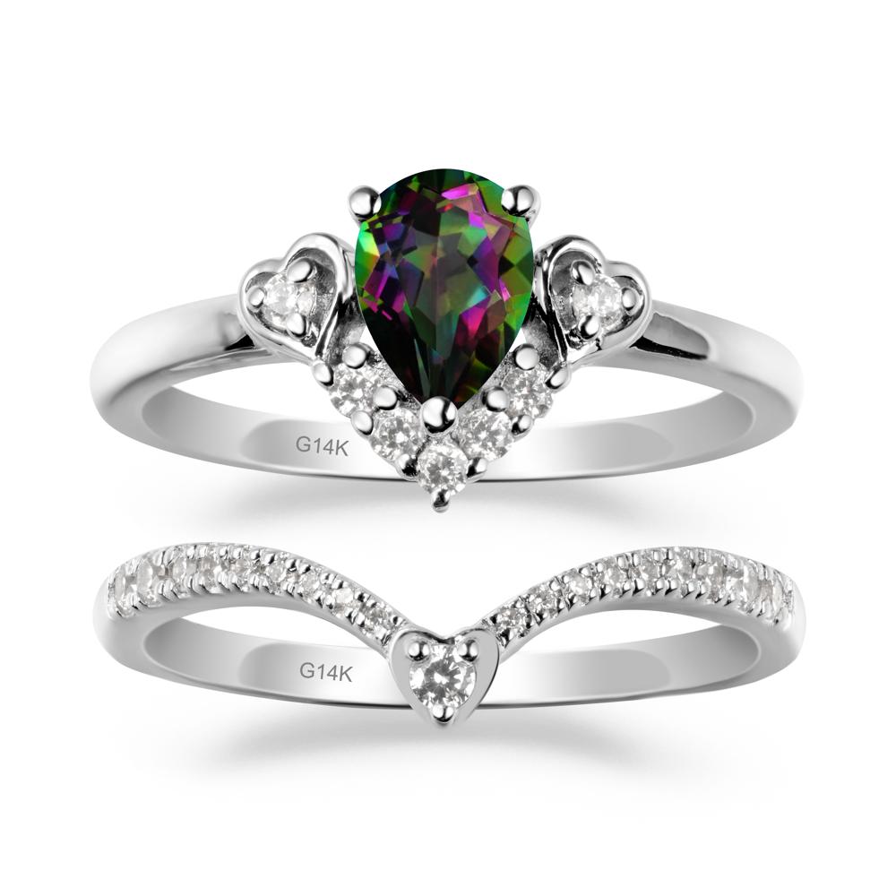 Pear-Cut Mystic Topaz Heart Bridal Set - LUO Jewelry #metal_xxxxx