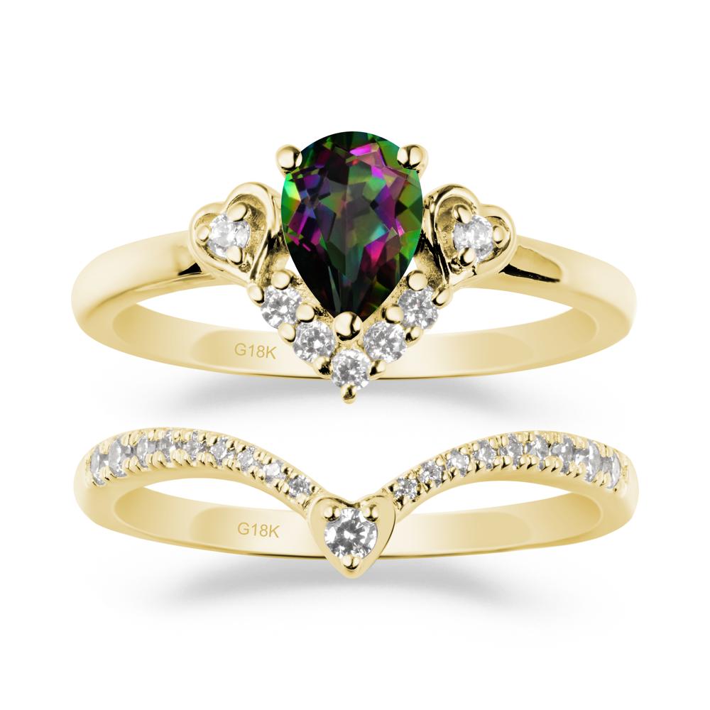 Pear-Cut Mystic Topaz Heart Bridal Set - LUO Jewelry #metal_xxxxx