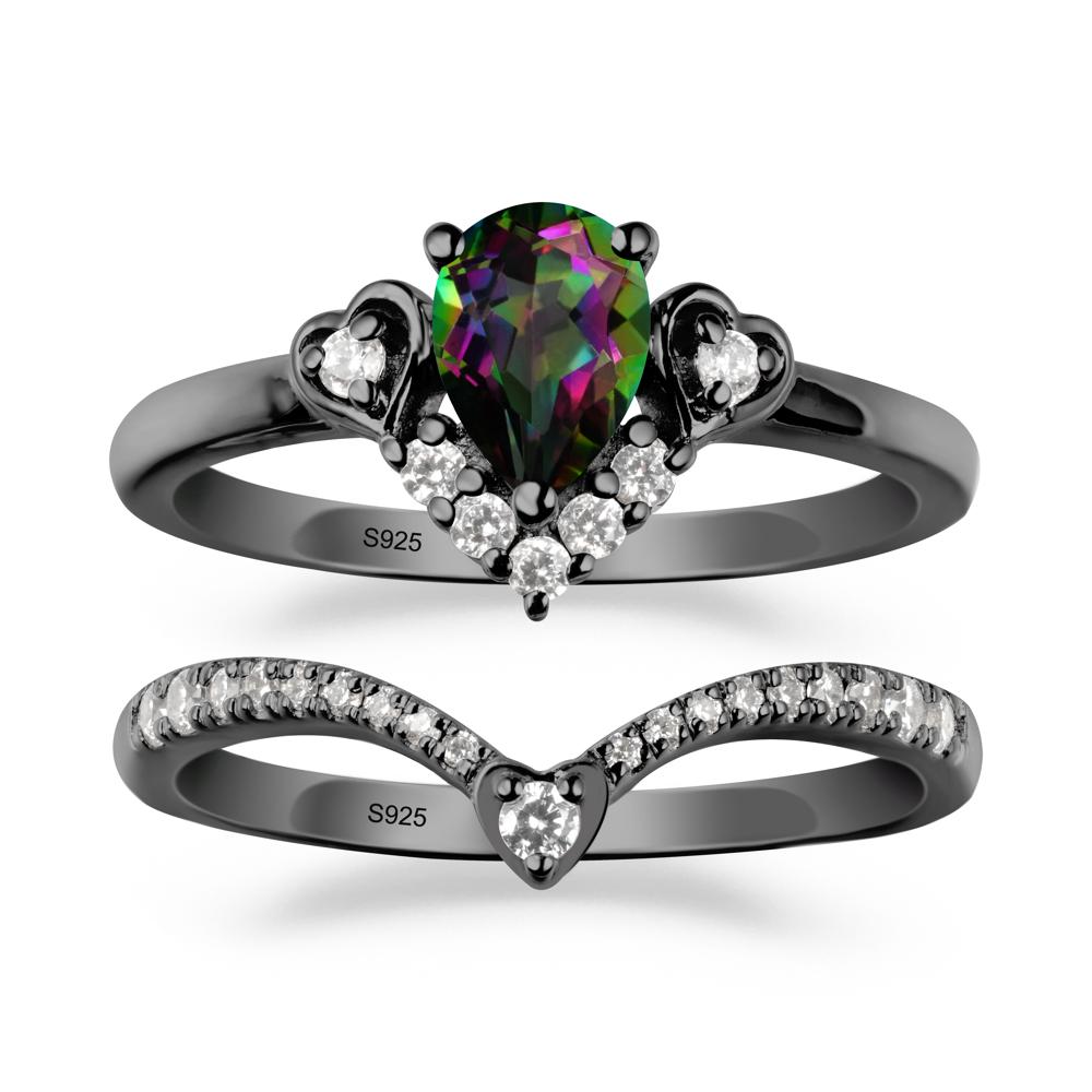 Pear-Cut Mystic Topaz Heart Bridal Set - LUO Jewelry #metal_xxxxx