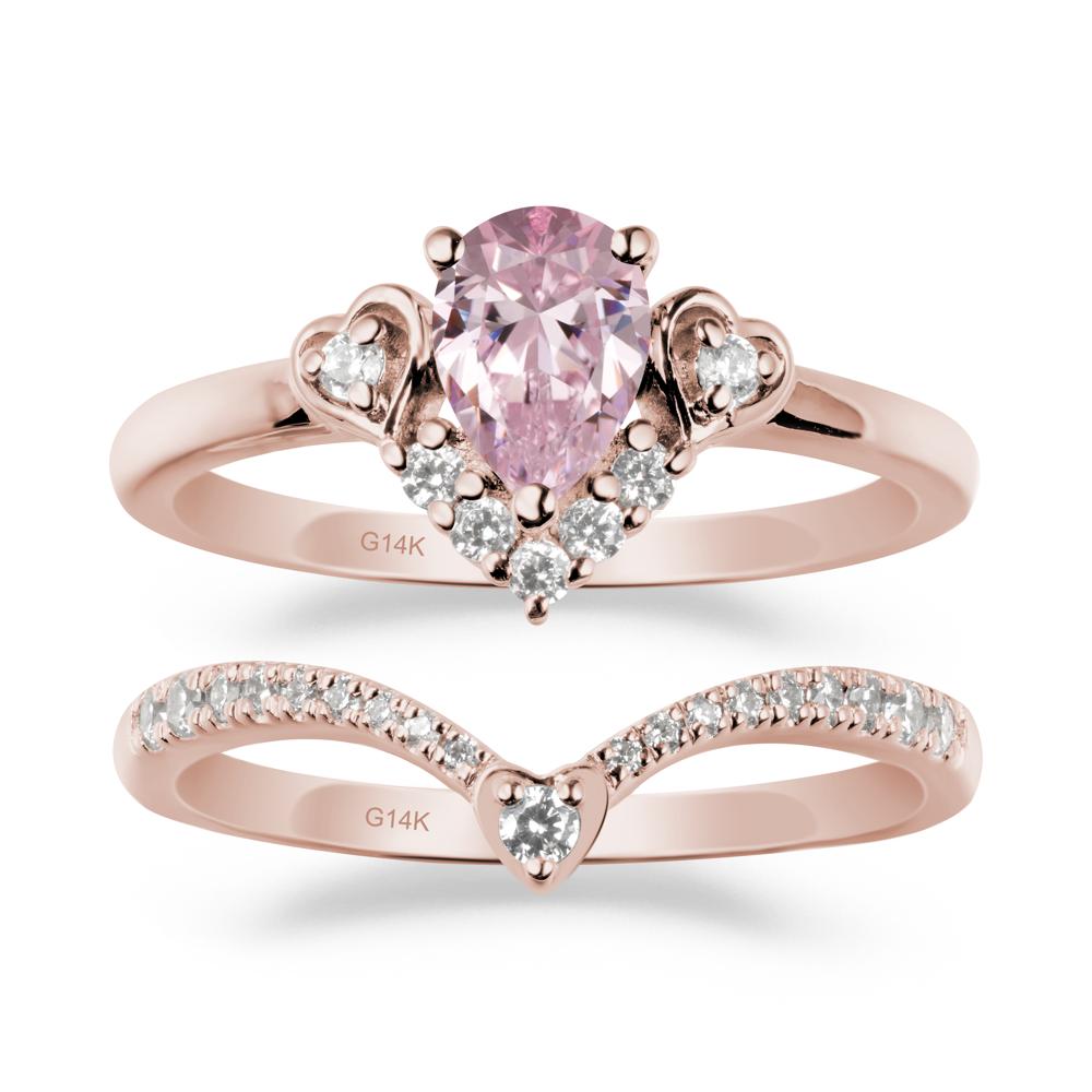Pink Cubic Zirconia Tiara Ring Set - LUO Jewelry #metal_xxxxx