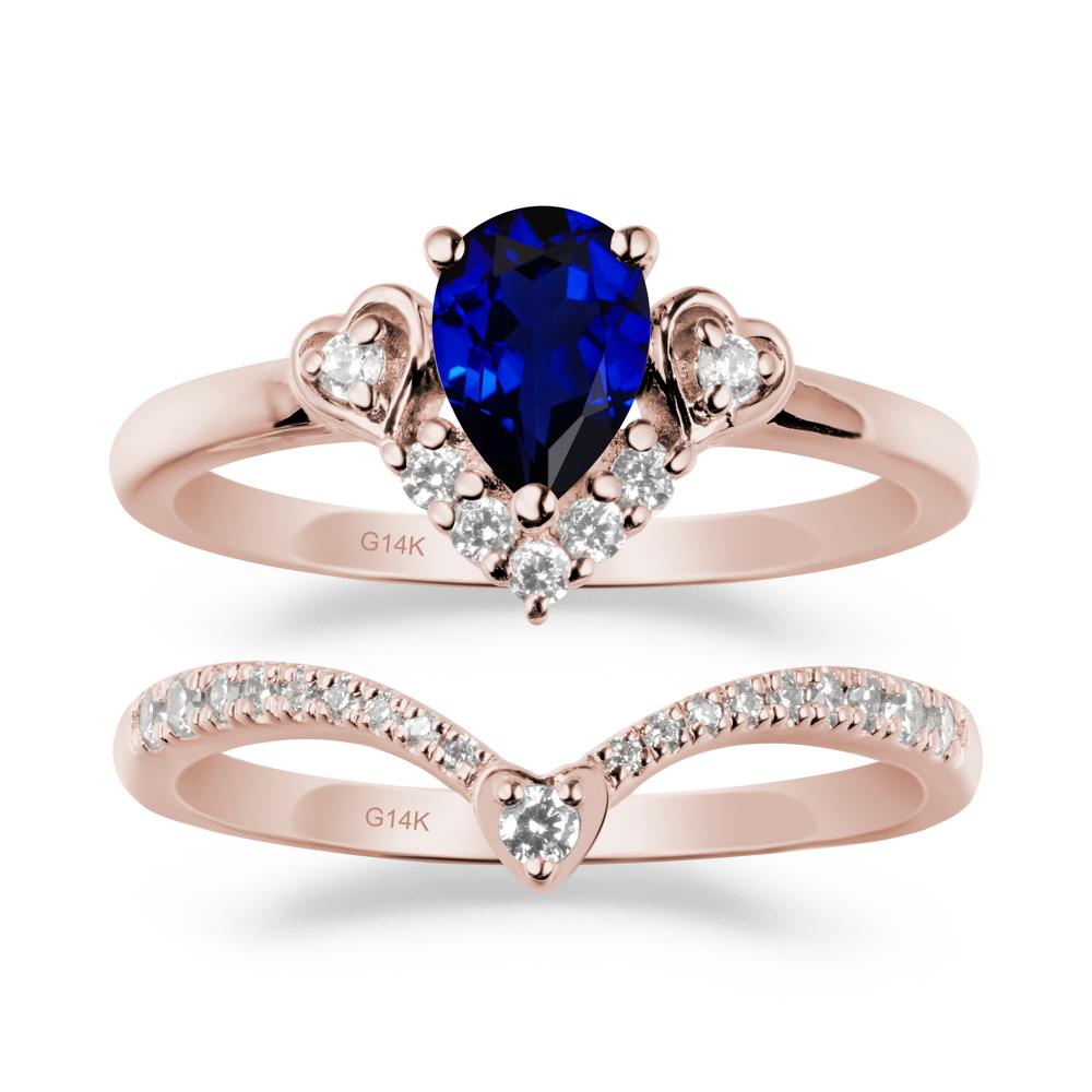 Tiara-Inspired Pear Shaped Sapphire Ring Set - LUO Jewelry #metal_xxxxx