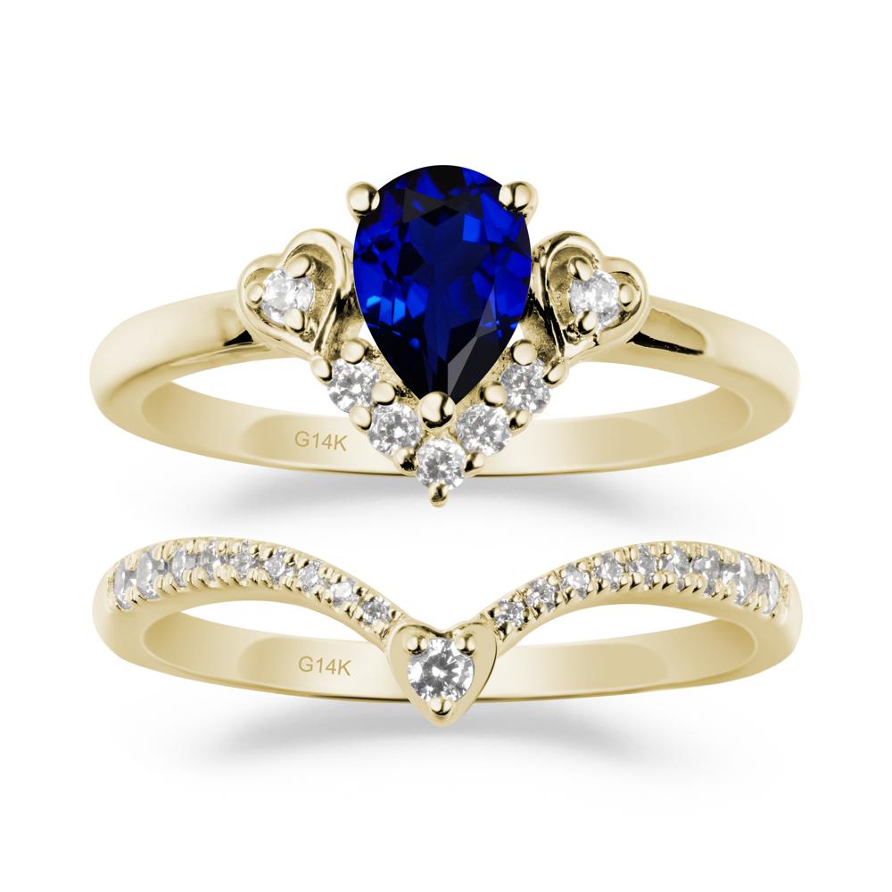 Tiara-Inspired Pear Shaped Sapphire Ring Set - LUO Jewelry #metal_xxxxx