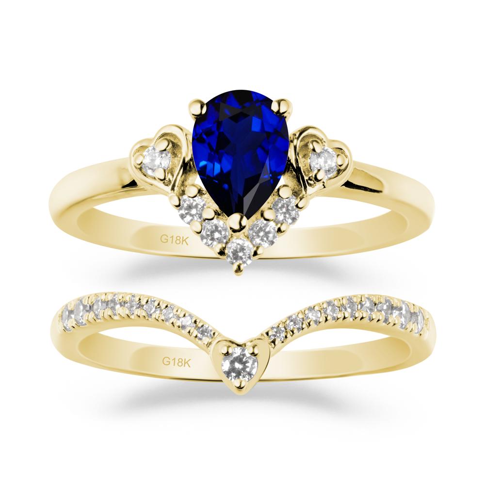 Tiara-Inspired Pear Shaped Sapphire Ring Set - LUO Jewelry #metal_xxxxx