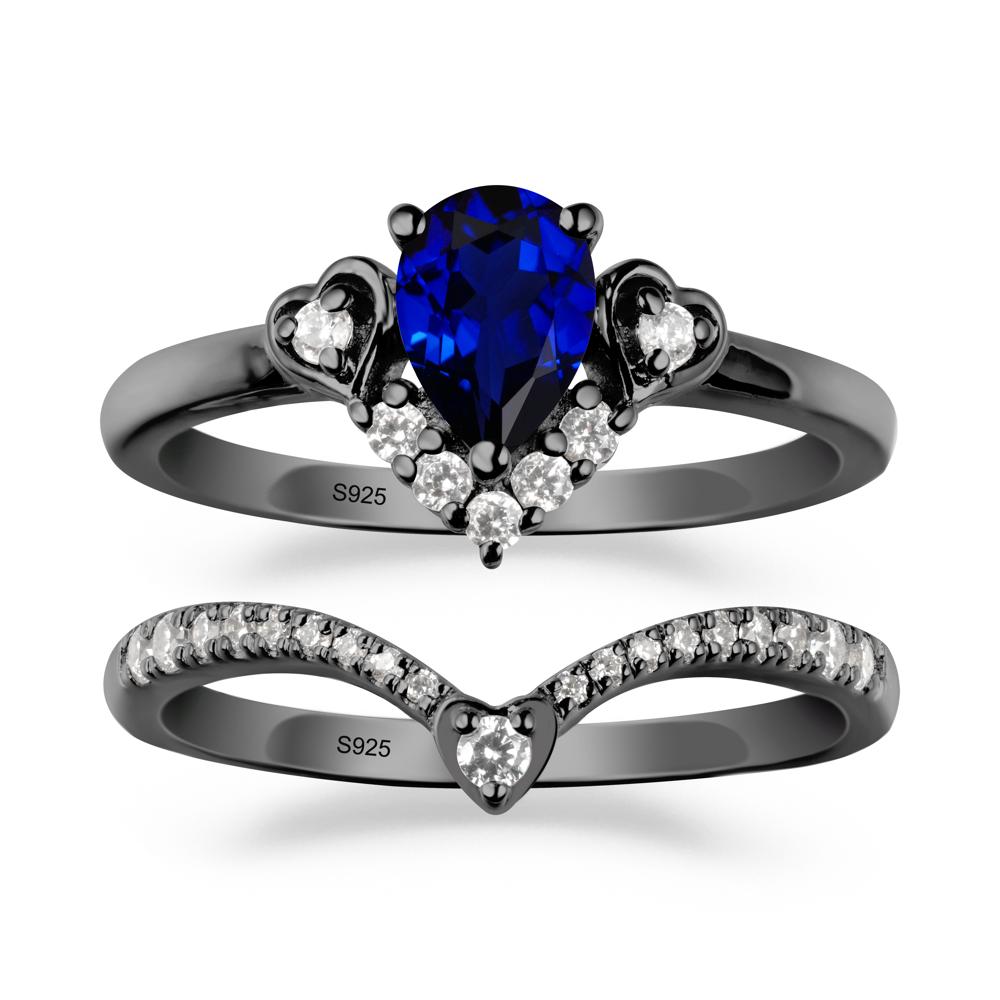 Tiara-Inspired Pear Shaped Sapphire Ring Set - LUO Jewelry #metal_xxxxx
