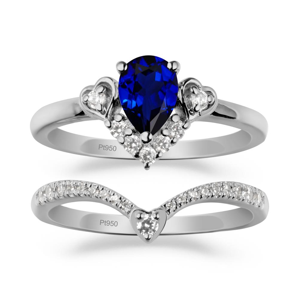 Tiara-Inspired Pear Shaped Sapphire Ring Set - LUO Jewelry #metal_xxxxx