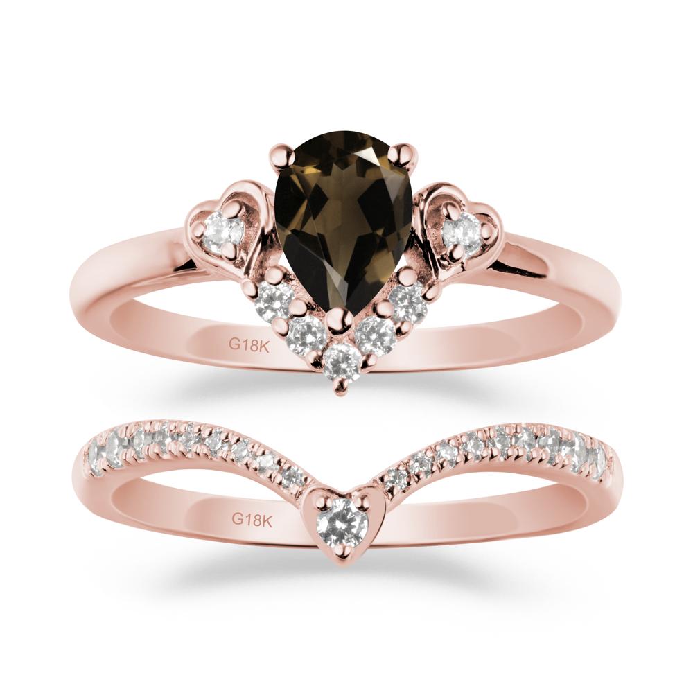 Pear-Cut Smoky Quartz Heart Bridal Set - LUO Jewelry #metal_xxxxx