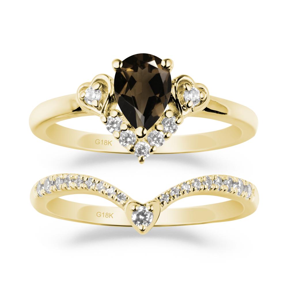 Pear-Cut Smoky Quartz Heart Bridal Set - LUO Jewelry #metal_xxxxx