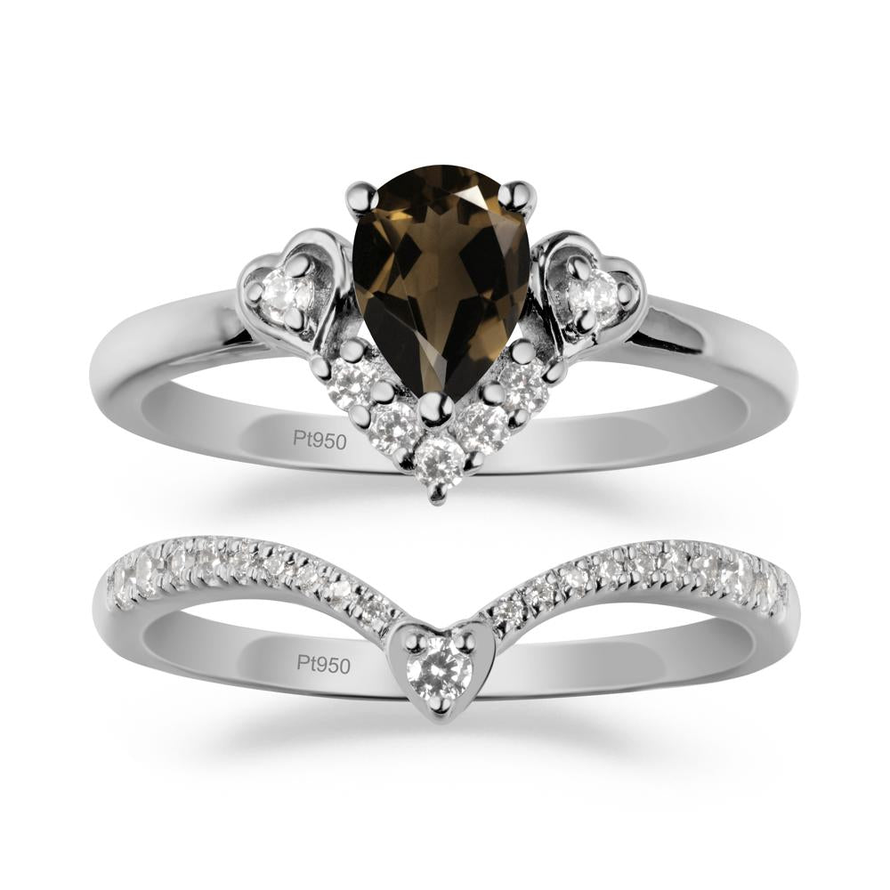 Pear-Cut Smoky Quartz Heart Bridal Set - LUO Jewelry #metal_xxxxx