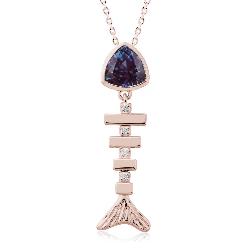 Movable Fishbone Alexandrite Necklace - LUO Jewelry #metal_14k rose gold