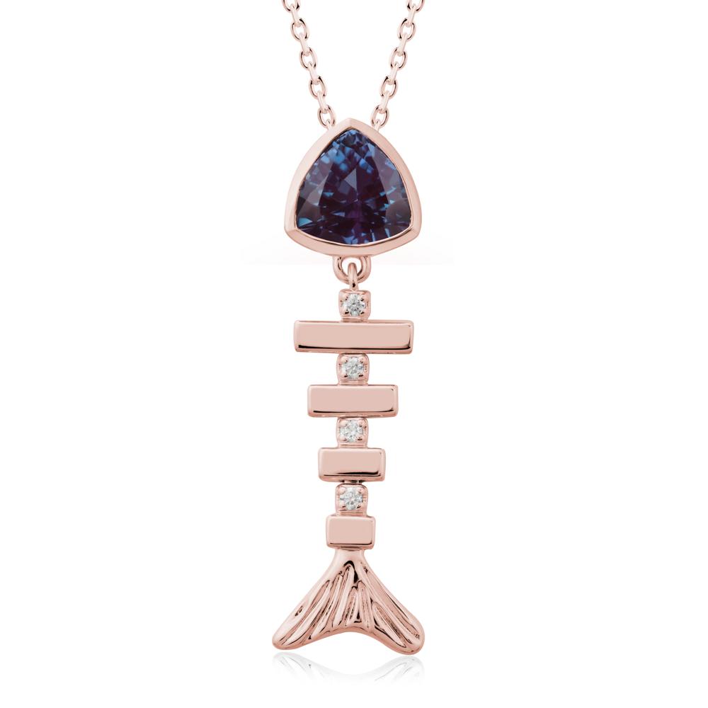Movable Fishbone Alexandrite Necklace - LUO Jewelry #metal_18k rose gold