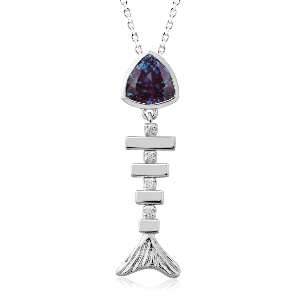 Movable Fishbone Alexandrite Necklace - LUO Jewelry #metal_18k white gold