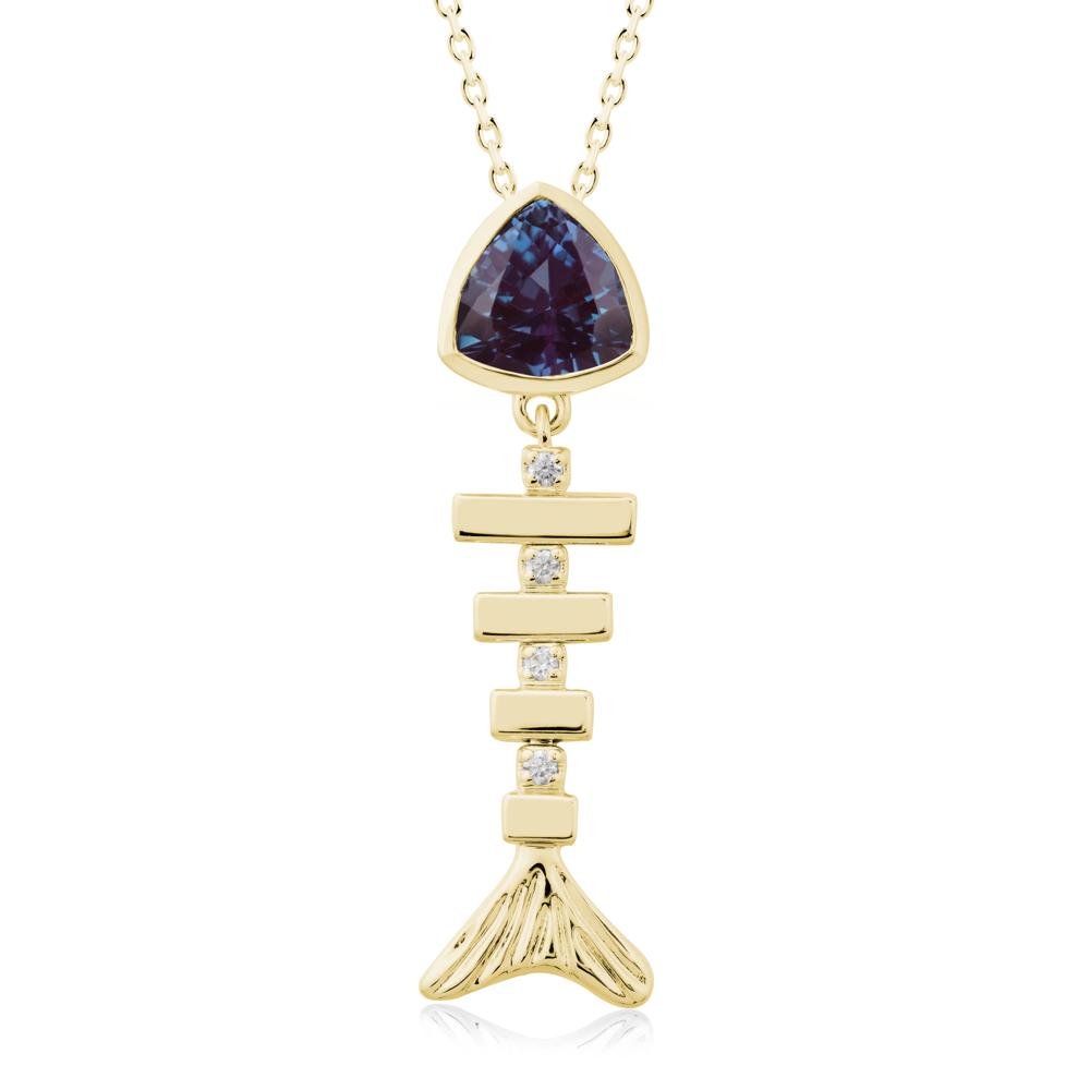 Movable Fishbone Alexandrite Necklace - LUO Jewelry #metal_18k yellow gold