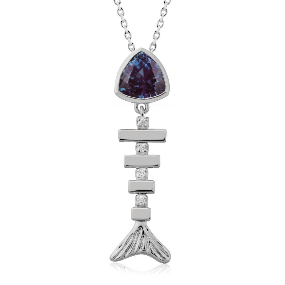 Movable Fishbone Alexandrite Necklace - LUO Jewelry #metal_platinum