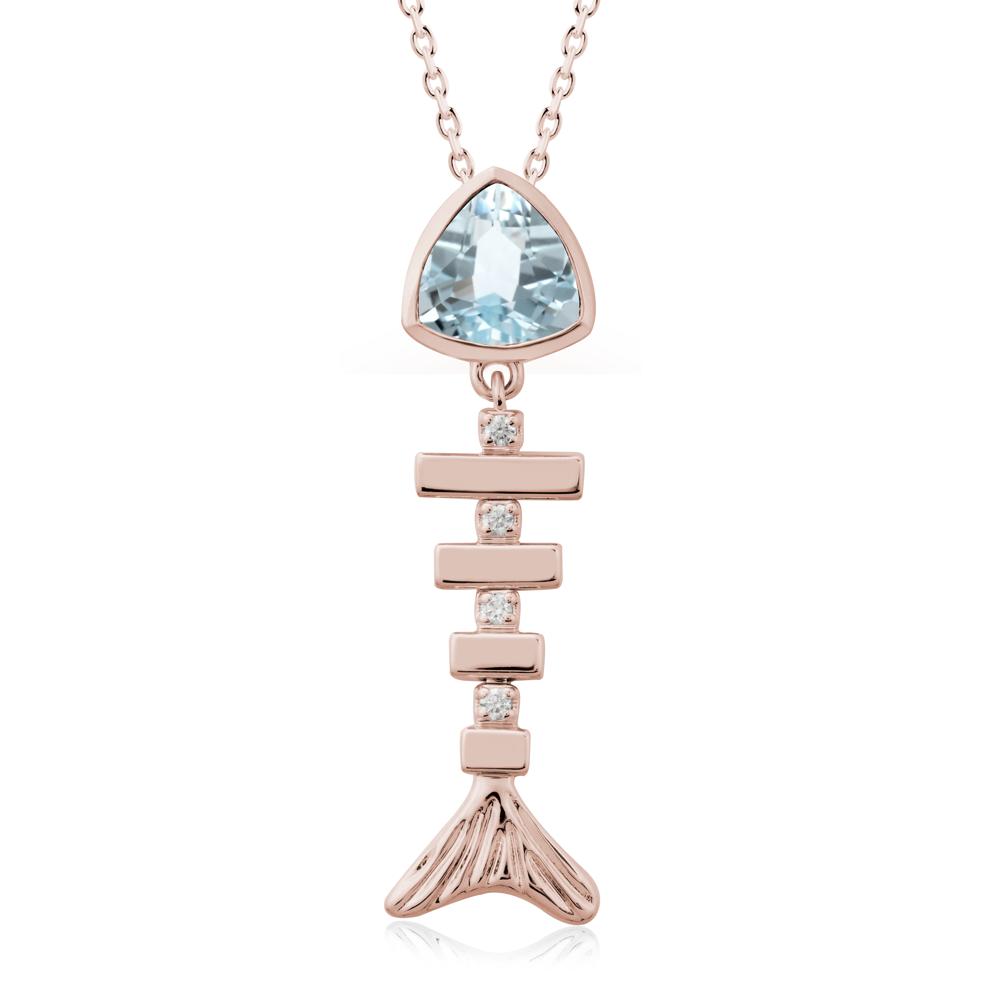 Motion Fishbone Aquamarine Pendant Necklace - LUO Jewelry #metal_14k rose gold