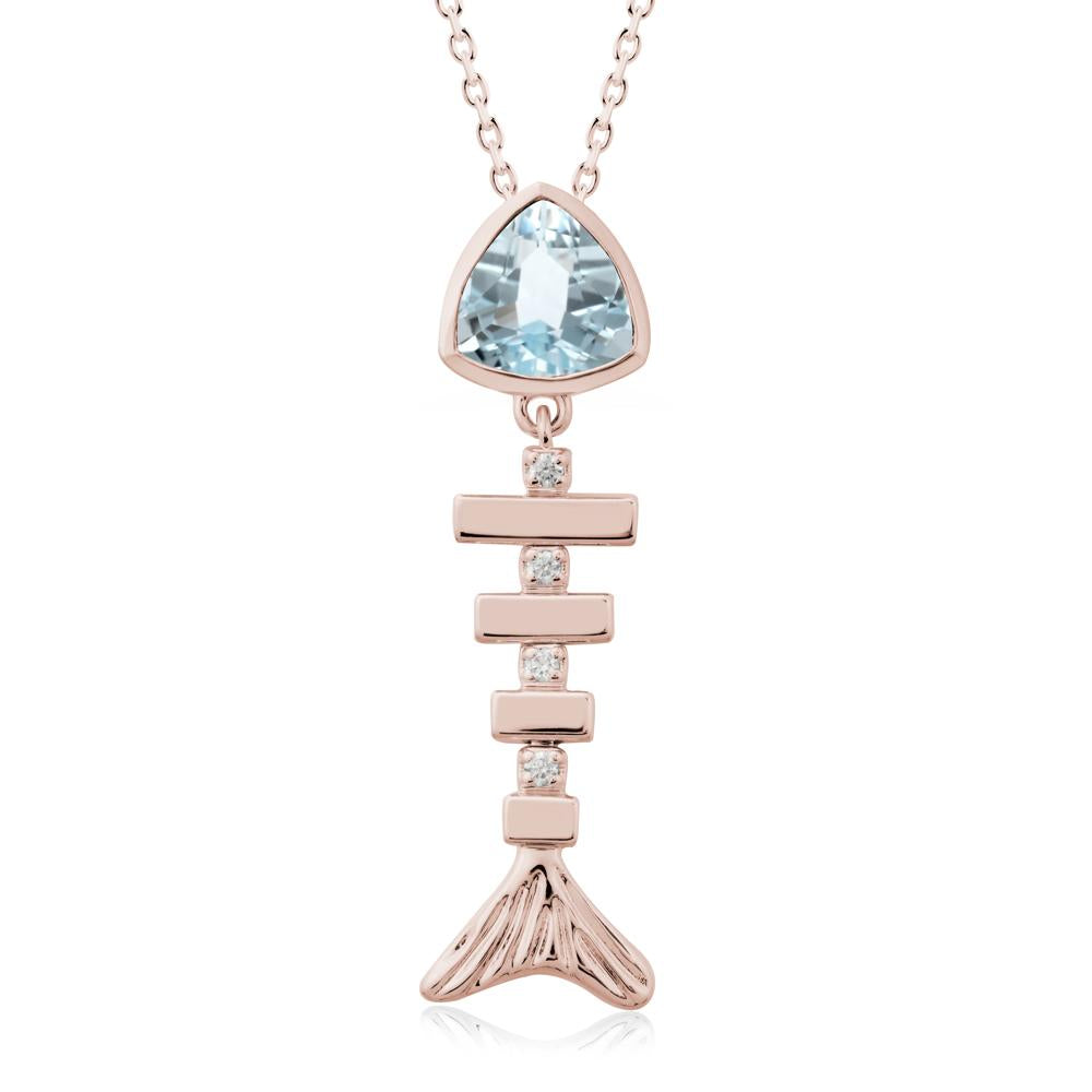 Motion Fishbone Aquamarine Pendant Necklace - LUO Jewelry #metal_14k rose gold