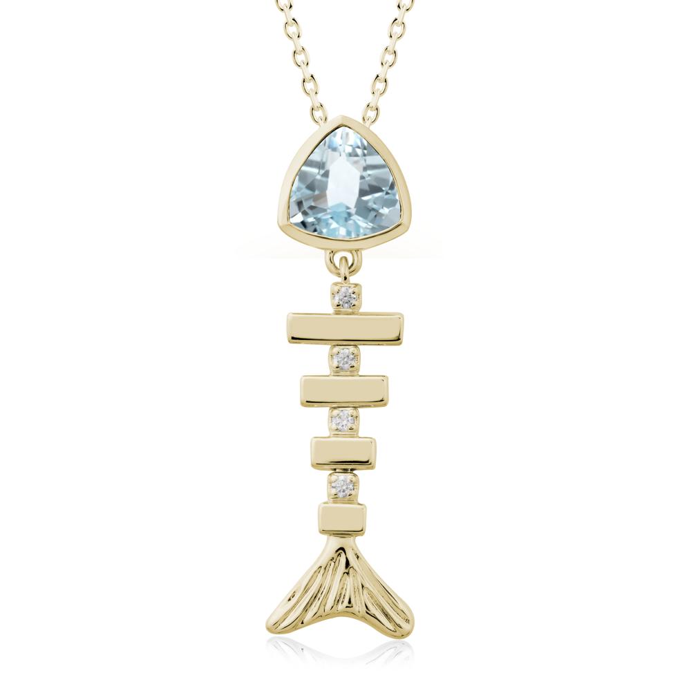 Motion Fishbone Aquamarine Pendant Necklace - LUO Jewelry #metal_14k yellow gold