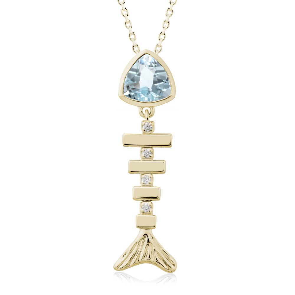 Motion Fishbone Aquamarine Pendant Necklace - LUO Jewelry #metal_14k yellow gold