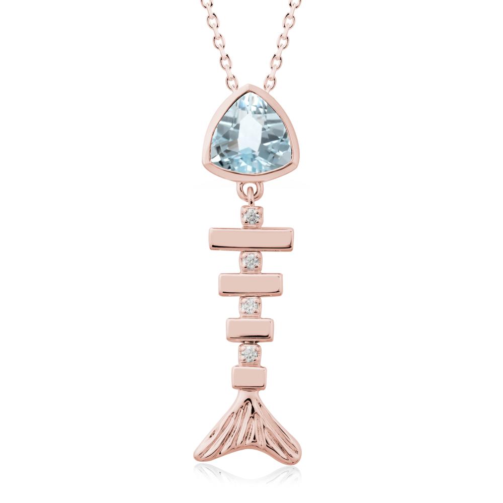 Motion Fishbone Aquamarine Pendant Necklace - LUO Jewelry #metal_18k rose gold