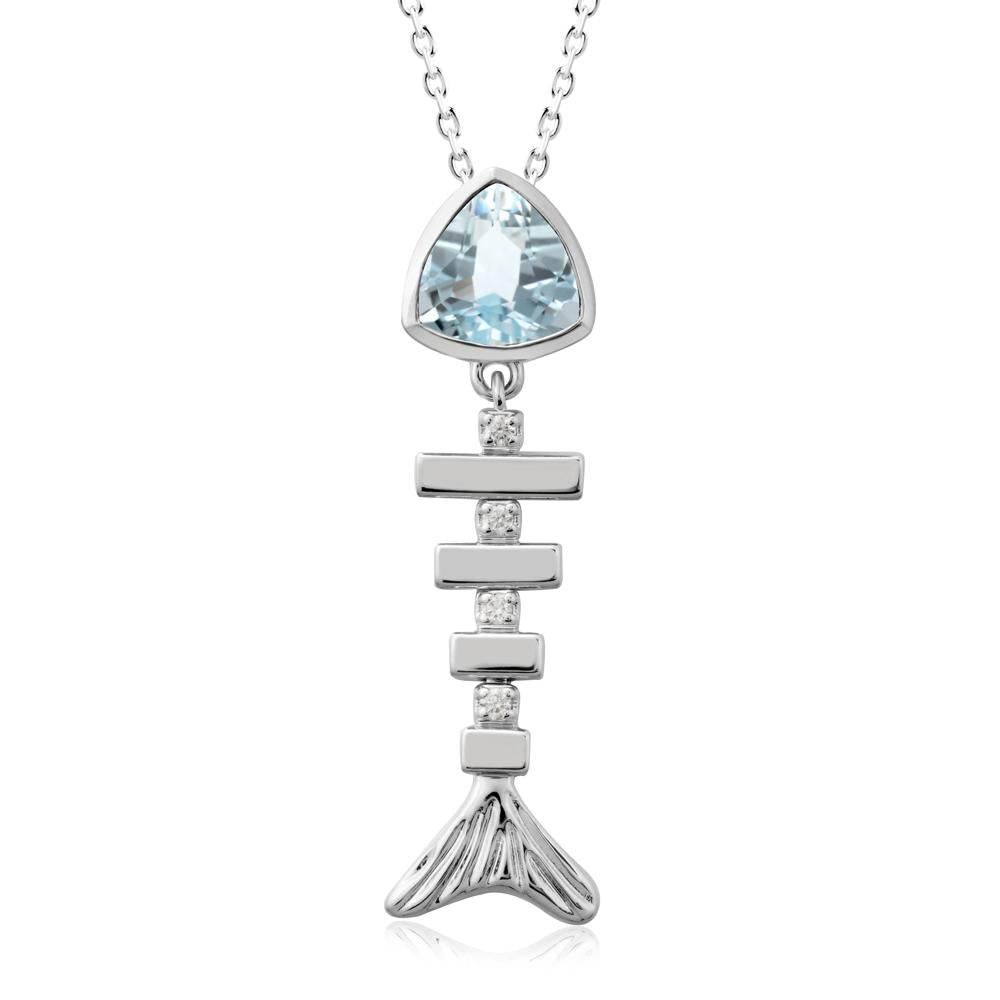 Motion Fishbone Aquamarine Pendant Necklace - LUO Jewelry #metal_18k white gold