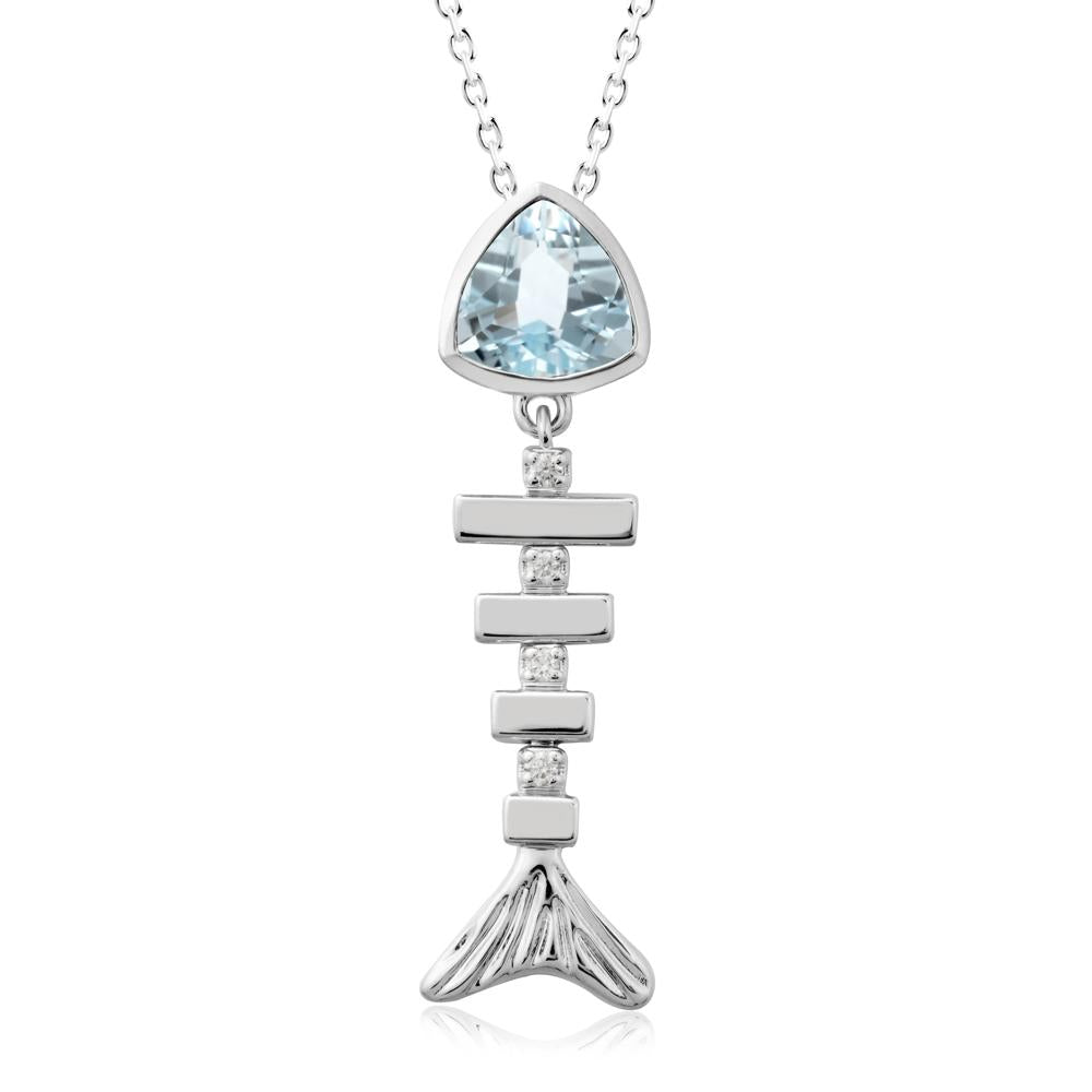 Motion Fishbone Aquamarine Pendant Necklace - LUO Jewelry #metal_18k white gold