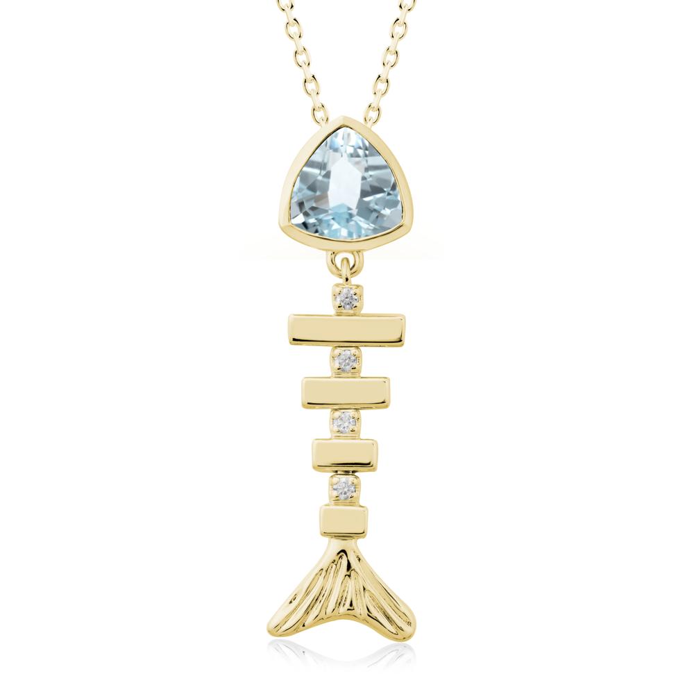 Motion Fishbone Aquamarine Pendant Necklace - LUO Jewelry #metal_18k yellow gold