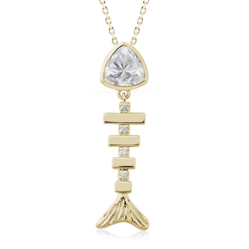 Motion Fishbone Cubic Zirconia Pendant Necklace - LUO Jewelry #metal_14k yellow gold
