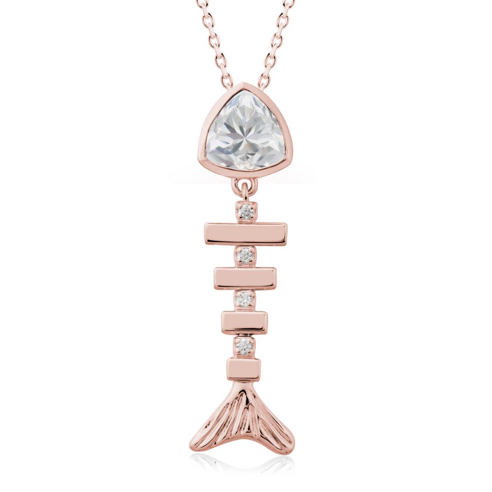 Motion Fishbone Cubic Zirconia Pendant Necklace - LUO Jewelry #metal_18k rose gold