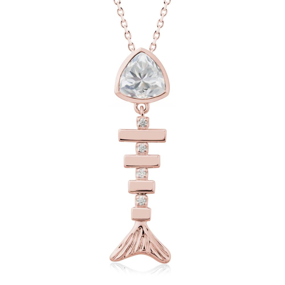 Motion Fishbone Cubic Zirconia Pendant Necklace - LUO Jewelry #metal_18k rose gold
