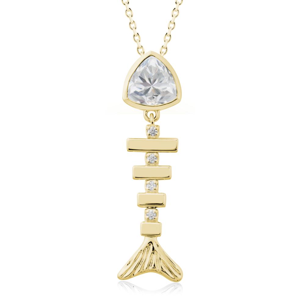 Motion Fishbone Cubic Zirconia Pendant Necklace - LUO Jewelry #metal_18k yellow gold