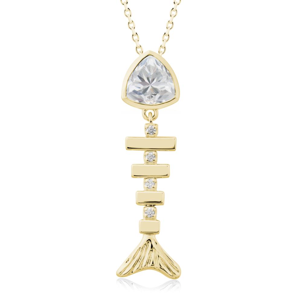 Motion Fishbone Cubic Zirconia Pendant Necklace - LUO Jewelry #metal_18k yellow gold