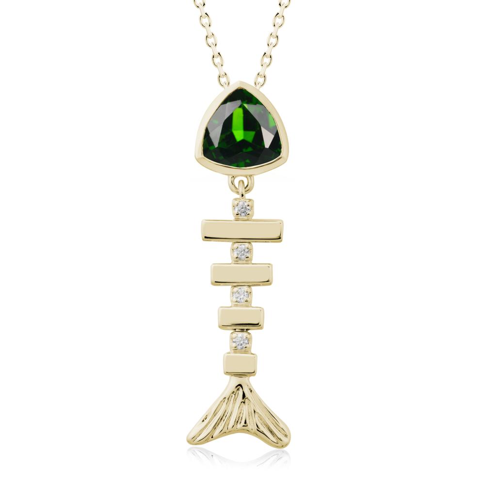 Movable Fishbone Diopside Necklace - LUO Jewelry #metal_14k yellow gold