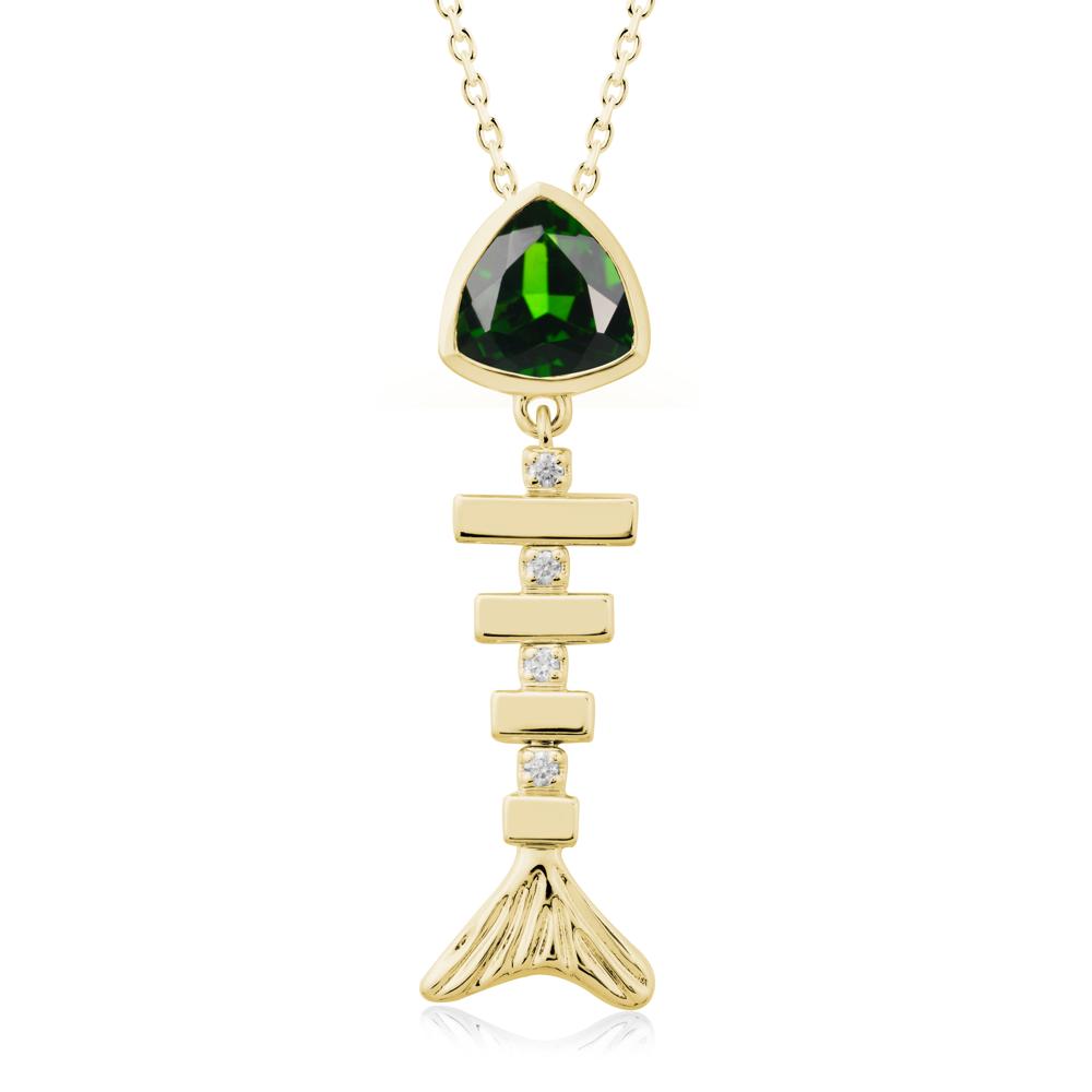 Movable Fishbone Diopside Necklace - LUO Jewelry #metal_18k yellow gold