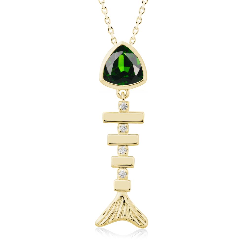 Movable Fishbone Diopside Necklace - LUO Jewelry #metal_18k yellow gold