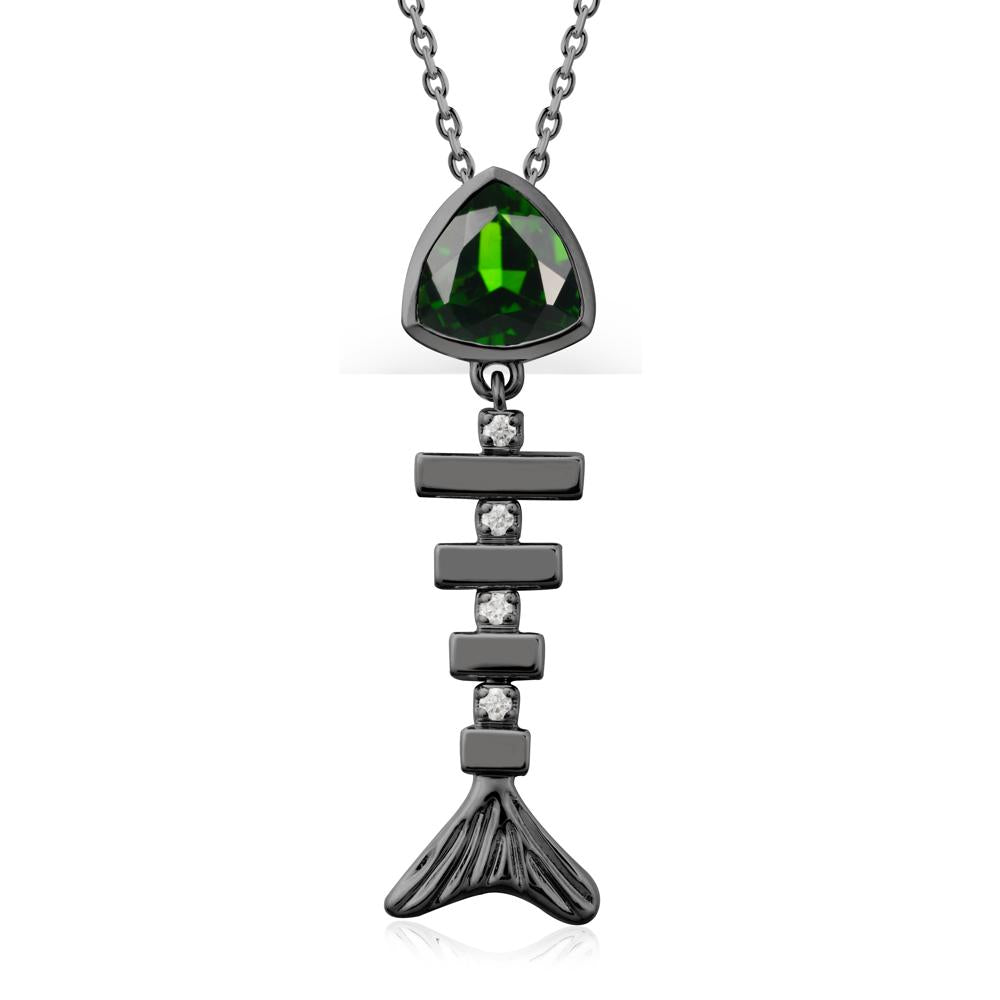 Movable Fishbone Diopside Necklace - LUO Jewelry #metal_black finish sterling silver