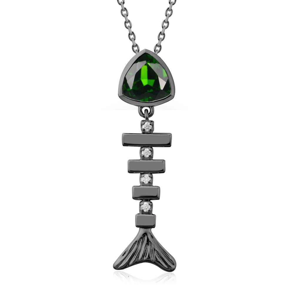 Movable Fishbone Diopside Necklace - LUO Jewelry #metal_black finish sterling silver