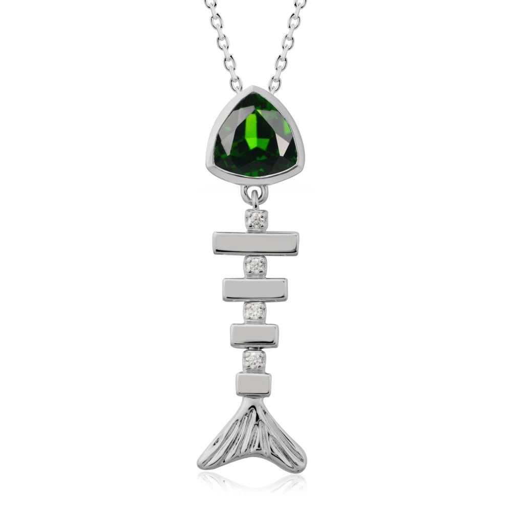 Movable Fishbone Diopside Necklace - LUO Jewelry #metal_platinum