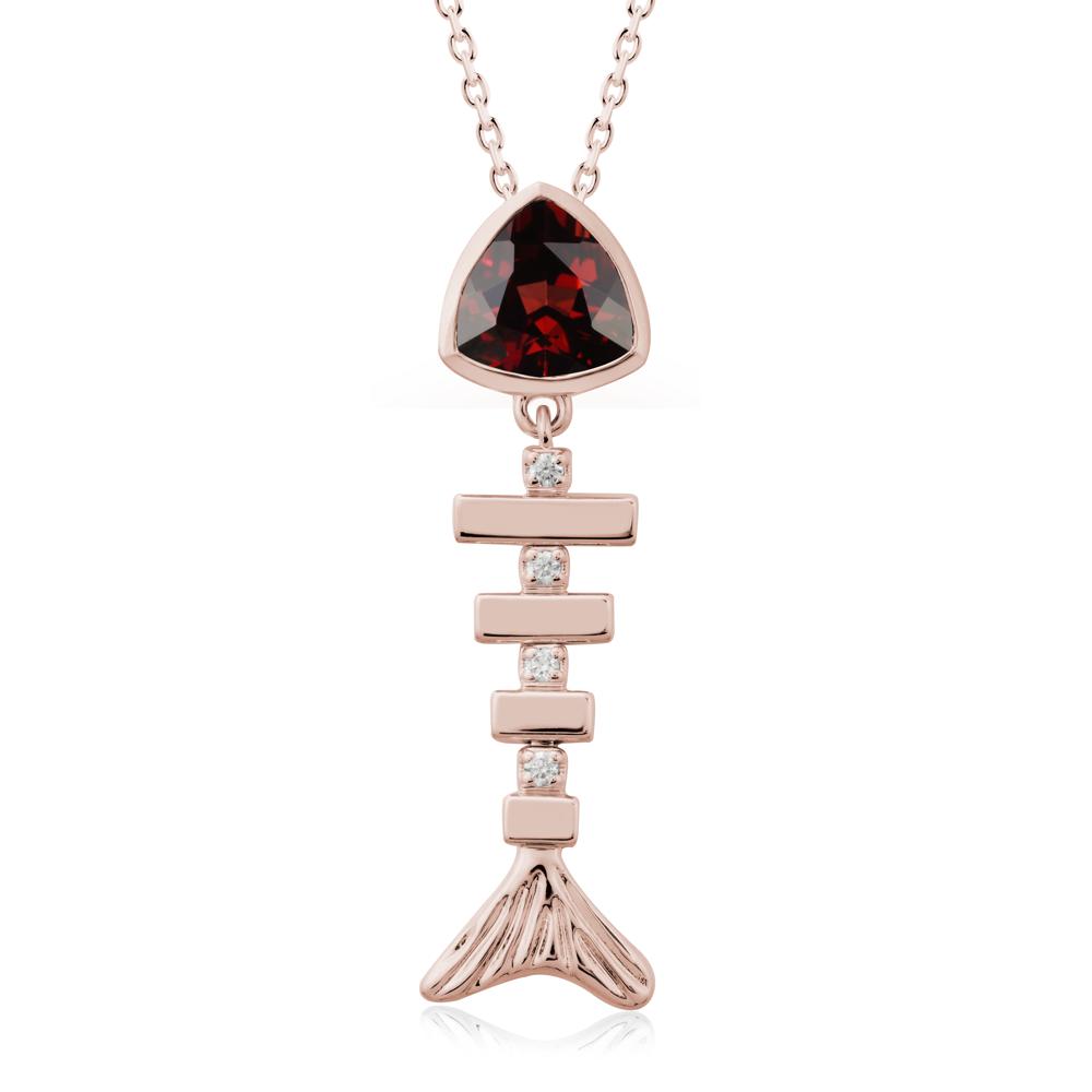 Motion Fishbone Garnet Pendant Necklace - LUO Jewelry #metal_14k rose gold