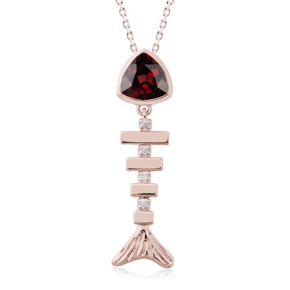 Motion Fishbone Garnet Pendant Necklace - LUO Jewelry #metal_14k rose gold