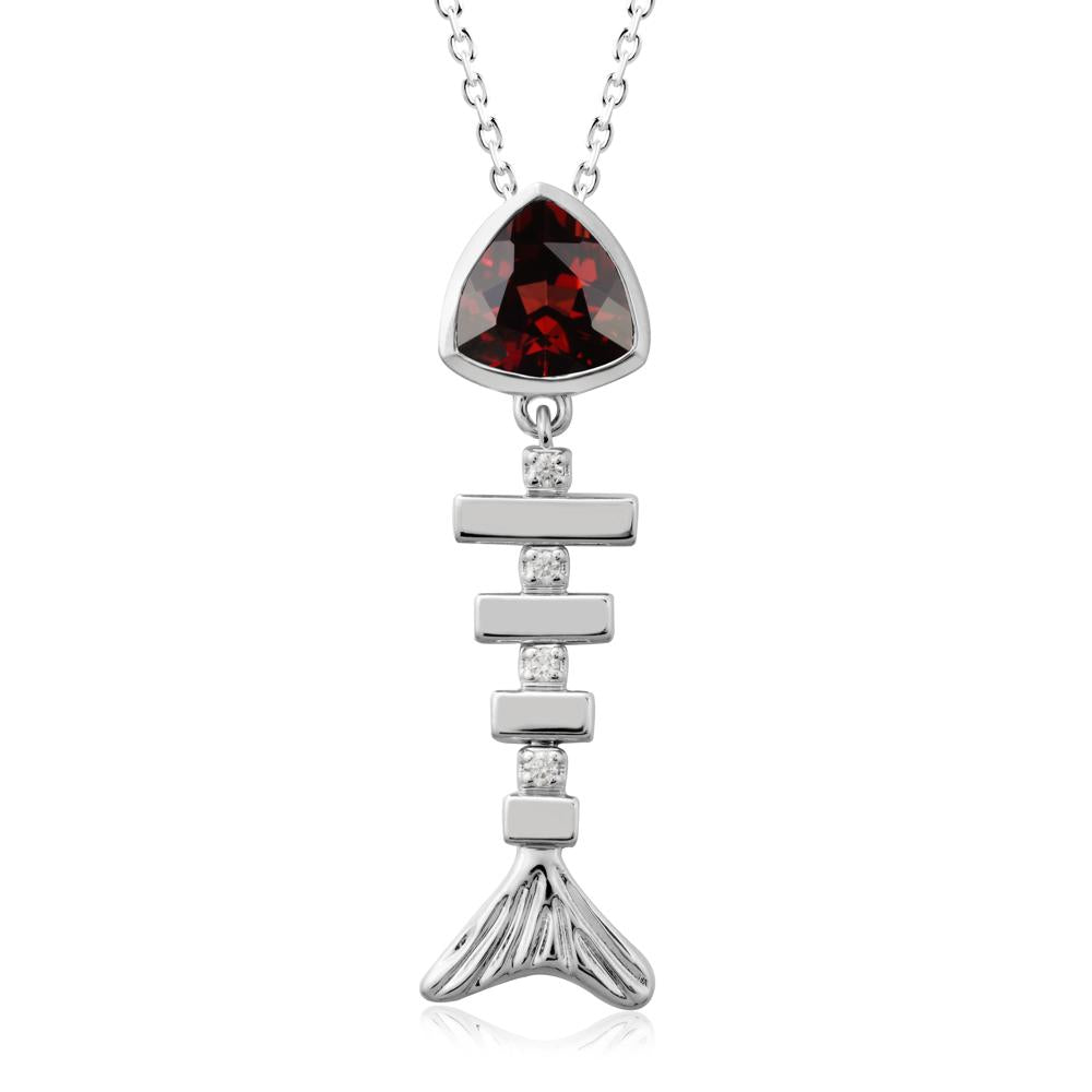 Motion Fishbone Garnet Pendant Necklace - LUO Jewelry #metal_14k white gold