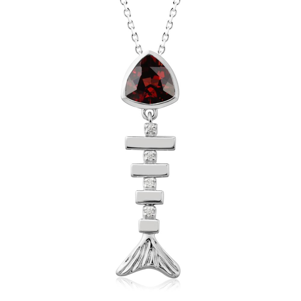 Motion Fishbone Garnet Pendant Necklace - LUO Jewelry #metal_14k white gold