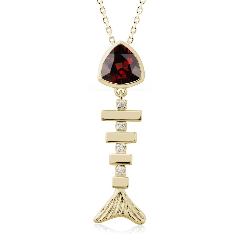Motion Fishbone Garnet Pendant Necklace - LUO Jewelry #metal_14k yellow gold
