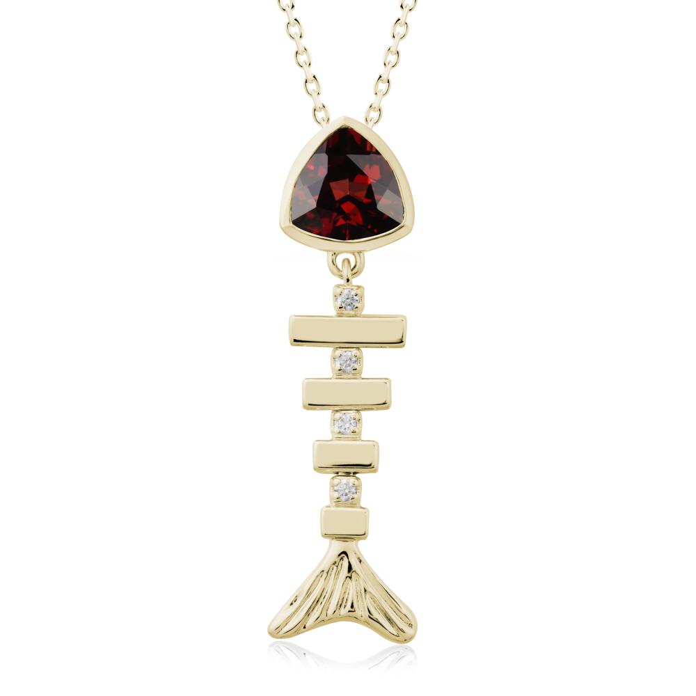 Motion Fishbone Garnet Pendant Necklace - LUO Jewelry #metal_14k yellow gold