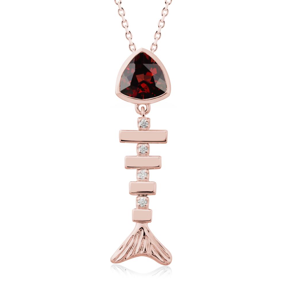 Motion Fishbone Garnet Pendant Necklace - LUO Jewelry #metal_18k rose gold