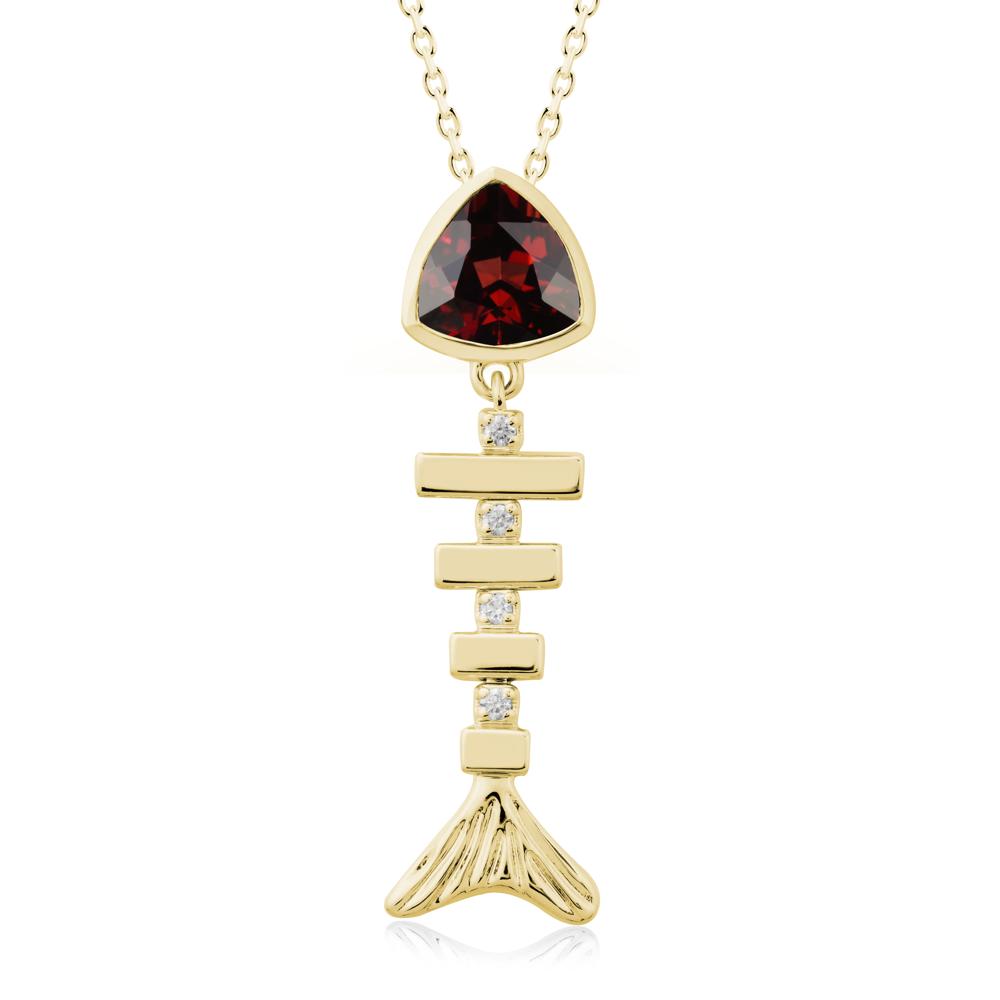 Motion Fishbone Garnet Pendant Necklace - LUO Jewelry #metal_18k yellow gold