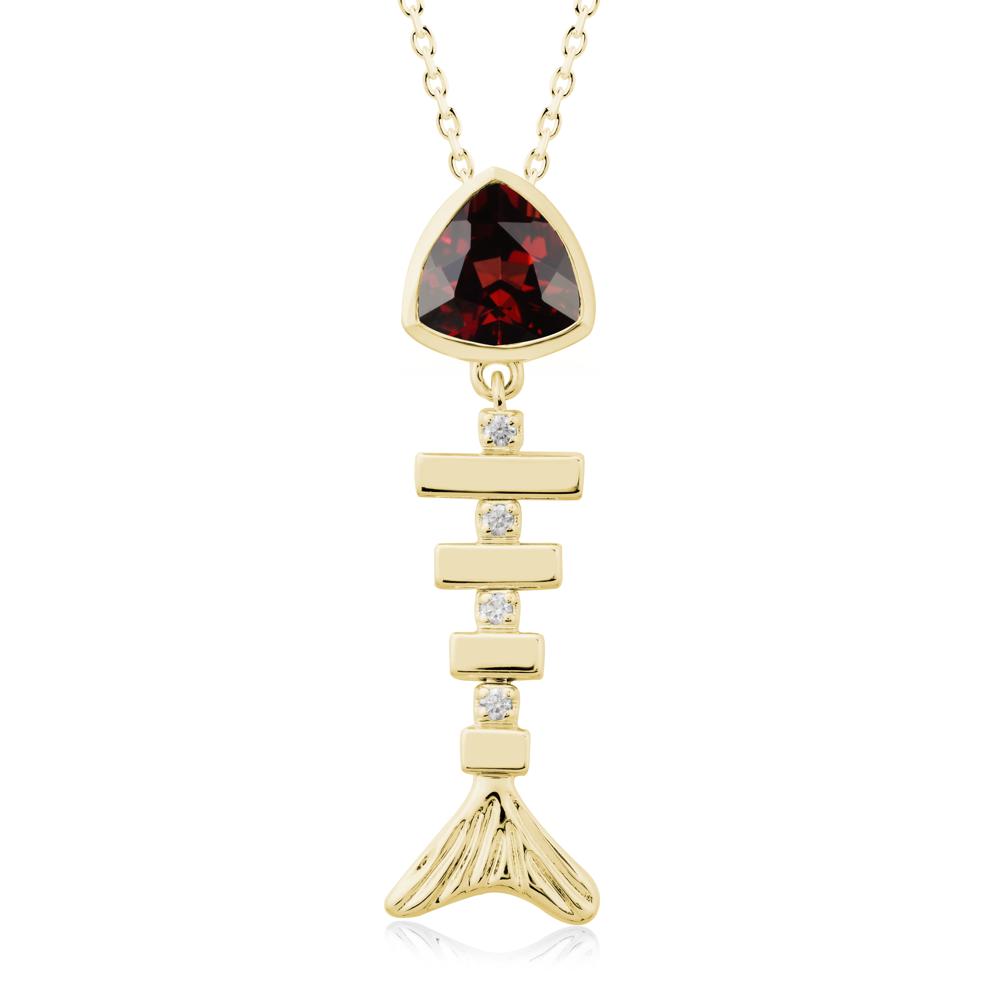 Motion Fishbone Garnet Pendant Necklace - LUO Jewelry #metal_18k yellow gold